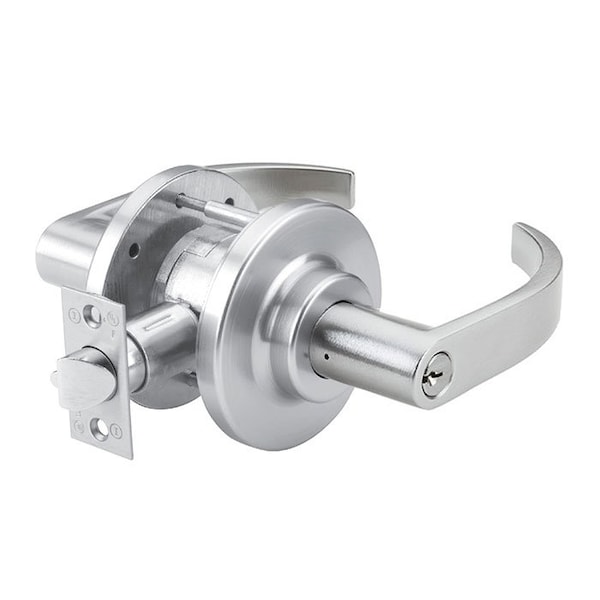 Grade 2 Cylindrical Lock, 80-Storeroom, LC-Lever, E-Stepped Rose, Satin Chrome, 2-3/4 Inch Backset,